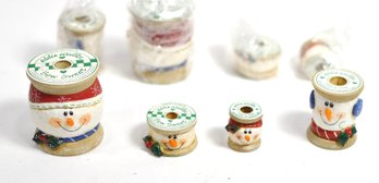 Vintage Eddie Walker Wooden Snowman/Snowmen Spools