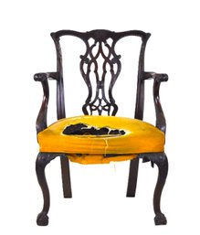 Antique Carved Mahogany Chippendale-Style Armchair