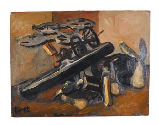 Evart 65 Modernist Industrial Still Life Oil Painting  Machinery Study