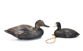 Pair Vintage Molded Plastic Composition Hunting Duck Decoys
