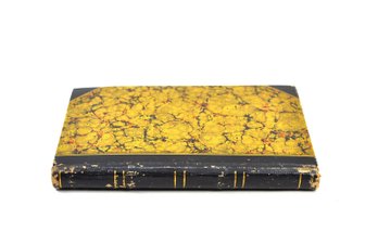 19th Century Handwritten Ledger Book With Marbled Boards