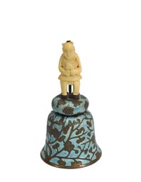 Vintage Chinese Cloisonné Bell With Carved Figure