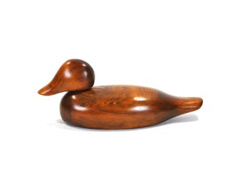 Vintage Solid Wood Duck Decoy, Smooth Carved Form