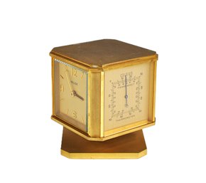 Vintage Brass RELIDE Rotating Weather Station Compendium Desk Clock