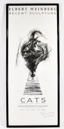 Elbert Weinberg ' Cats' Exhibition Poster, Signed And Inscribed By The Artist