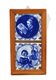 Small Framed DELFT Blue Hand-Painted Holland Tiles  Musician & Reader Scenes