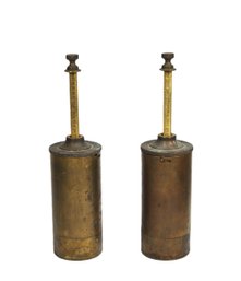 Antique Brass Scientific Calibration Weights / Cylindrical Measures (Pair)