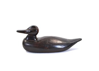 Vintage Stylized Wooden Duck Decoy, Dark Finish
