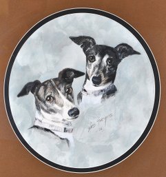 Les Gregus (2006) Portrait Of Two Dogs - Original Mixed Media