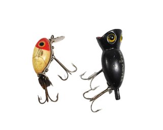 Vintage Fishing Lures Lot - Hula Popper & Painted Crankbait