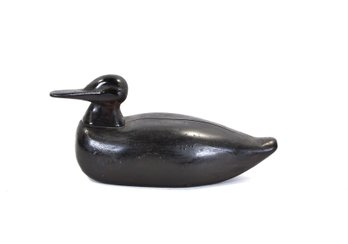 Vintage Folk Art Wooden Duck Decoy With Black Paint