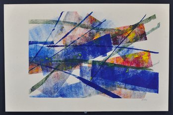 Roberta Segal (20th-21st Century) Bold Blue Geometric Abstract Monotype Composition