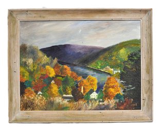 Signed 1960 'Staffordville' Autumn Landscape Oil Painting