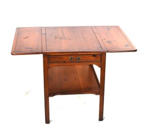 Vintage BRANDT Drop-Leaf Side Table With Drawer And Lower Shelf