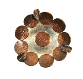 Vintage Mexico Ashtray Centavos Coins 1960s - Tobacciana