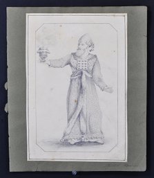 Charles W. Hudson (1871-1943) Pencil Drawing Of High Priest Figure