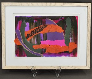 Raffaello LaMantia (1935-2026) Abstract Mixed Media Collage 'Mt. Etna'