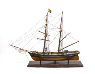 Antique Model Ship Brigantine Saucy Sally, Circa 1850  Handcrafted By W.A. Mashburn