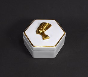 Vintage Coalport Bone China Nefertiti Egyptian Revival Hexagonal Trinket Box