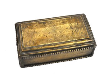 Antique Hand-Engraved Brass Box With Hinged Lid
