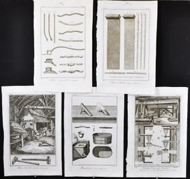 Set 5 Antique 1775 Copperplate Engravings By Denis Diderot