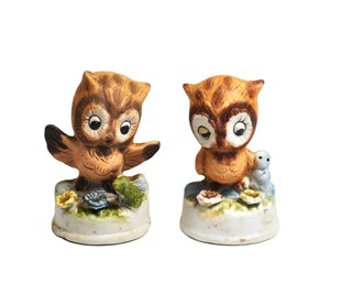 Vintage Napcoware Bisque Owl Figurines Set