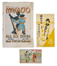 Vintage The Mikado Theater Program & Japanese Ephemera Lot - Early 20th C.