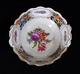 Antique Carl Thieme Dresden Porcelain Reticulated Bowl