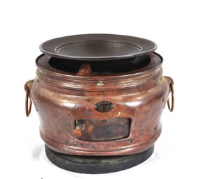 Vintage Japanese Takatomi Copper & Cast Iron Hibachi Heater With Accessories  5-Piece Set