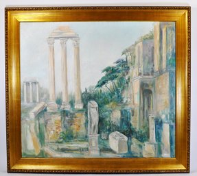 A.V. Rosati (1972) Oil Painting Of Classical Roman Ruins Landscape