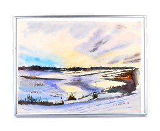 Ilse I. Schaler (20th Century)  New England Coastal  Landscape Watercolor