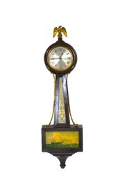 Antique Seth Thomas ' Ramsgate'  Banjo Wall Clock W Eagle Finial & Ship Reverse Painting