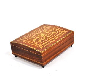 Vintage Reuge Swiss Inlaid Wood Music Box Playing Die Fledermaus