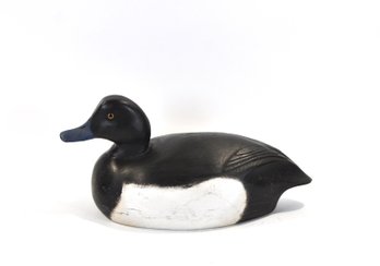 Vintage Hand-Carved Black & White Duck Hunting Decoy