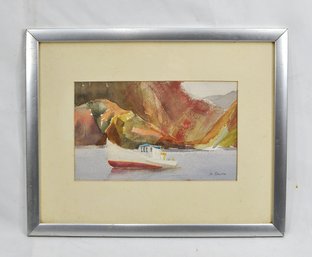 Margarite Smith (20th Century) Watercolor Harbor Scene, Maine