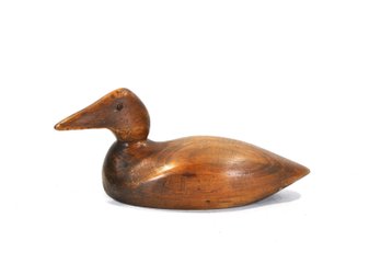 Vintage Hand-Carved Wooden Duck Decoy, Smooth Folk Art Form