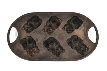 Vintage Rowoco Cast Iron 'Teddy Bear' Muffin Pan 6 Bears Mold