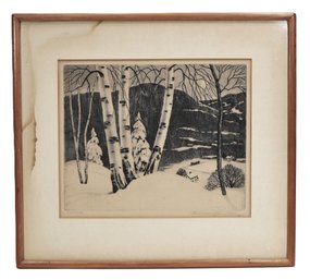 William Maclean (1897-1976) ' Birch Ridge' Signed Etching, Framed