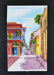 Original Signed  New Orleans Street Scene Watercolor