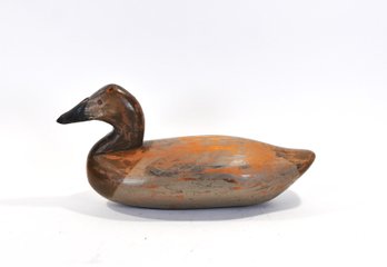 Vintage Folk Art Hand-Carved Wooden Duck Decoy