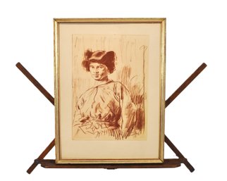 After Augustus John - Portrait Of Ida Red Chalk Drawing Print, Metropolitan Museum Reproduction