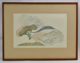 Dorinda Burrows (1927-2011) Umbrella Pine Monotype