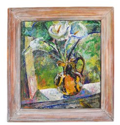 Dorothy Storey Kelsey ( 1893-1980)  Double-sided Oil Painting Flowers & Violin