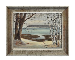 Attrib. Henricus VEENENDAAL (1889-1972) Winter Lakeside Landscape Oil Painting