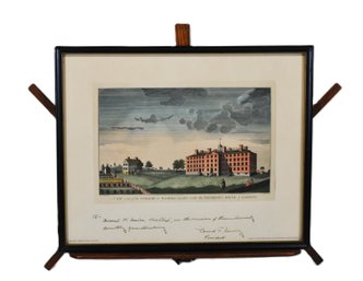 Brown University 1968 Print ' S.W. View Of The College In Providence' Presentation Inscription