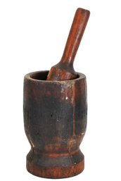Large Antique Wooden Mortar & Pestle Primitive Apothecary Kitchen Tool