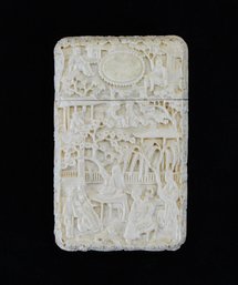 19th C. Chinese Canton Carved Figural Card Case
