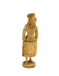 Antique 19 C. Miniature Woman Carved Figural Needle Case - Dieppe, France
