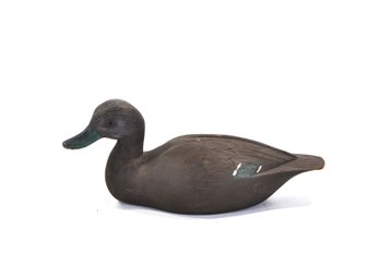 Vintage Hand-Carved Duck Decoy With Carved Feather Detail