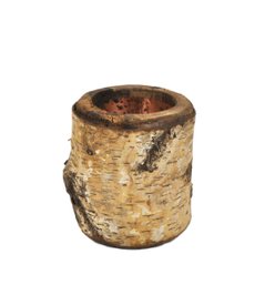 Rustic Birch Log Cup / Small Vessel With Natural Bark Exterior
